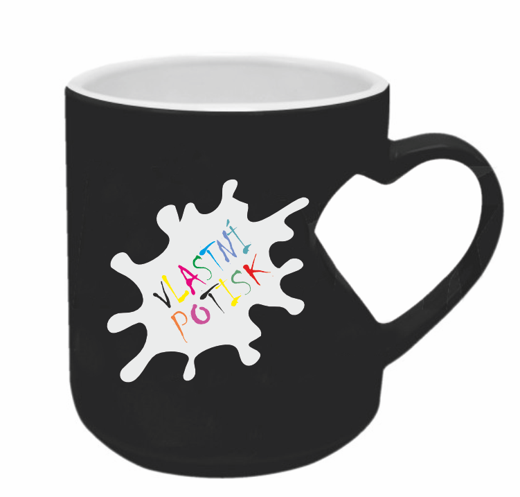 Hrnek s uchem ve tvaru srdce s vlastním potiskem