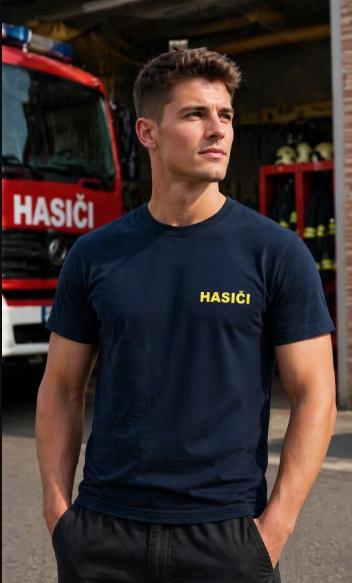 Tmavě modré  tričko pro hasiče