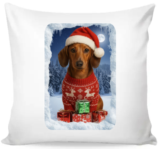 Povlak na polštář vánoční Jezevčík