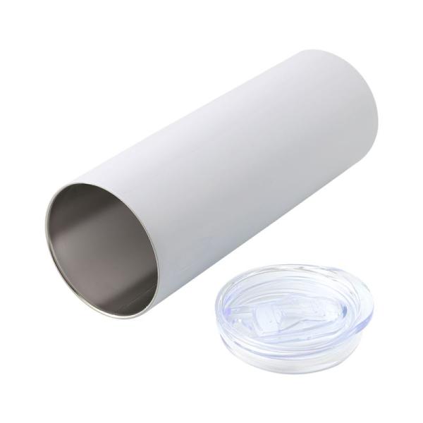 Bílá nerezová láhev s čirým bezpečnostním uzávěrem s vlastním POTISKEM3