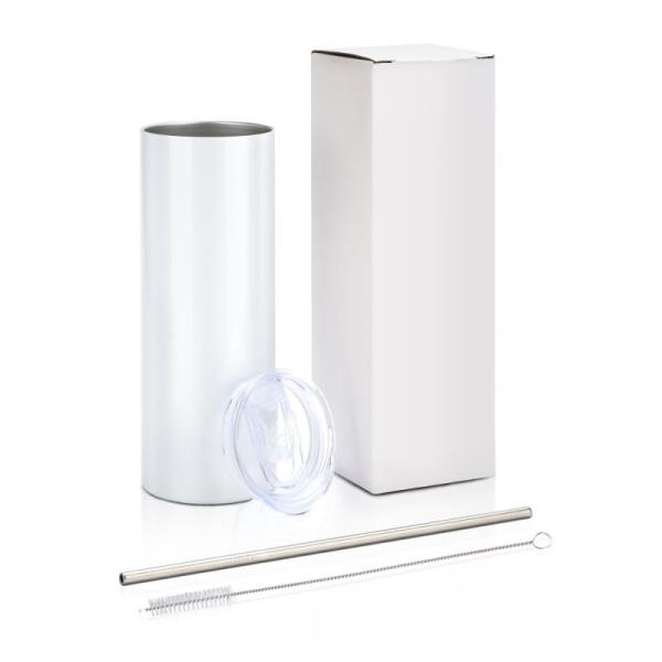 Bílá nerezová láhev s čirým bezpečnostním uzávěrem s vlastním POTISKEM6