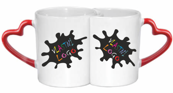 Hrnky s červenýma ušima ve tvaru srdce s vlastním potiskem0