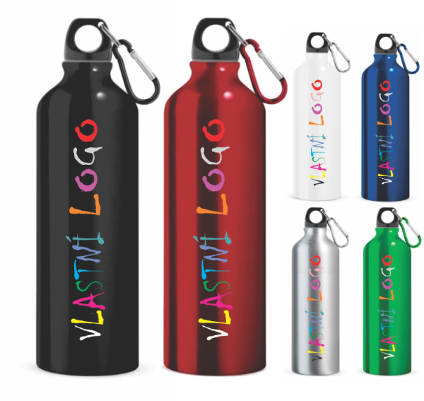 Hliníková sportovní láhev s karabinou SIDEROT s vlastním potiskem1