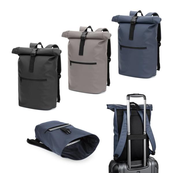 STRICKER Batoh s Roll Top z PU s kapsou na 16" notebook PORTLAND0