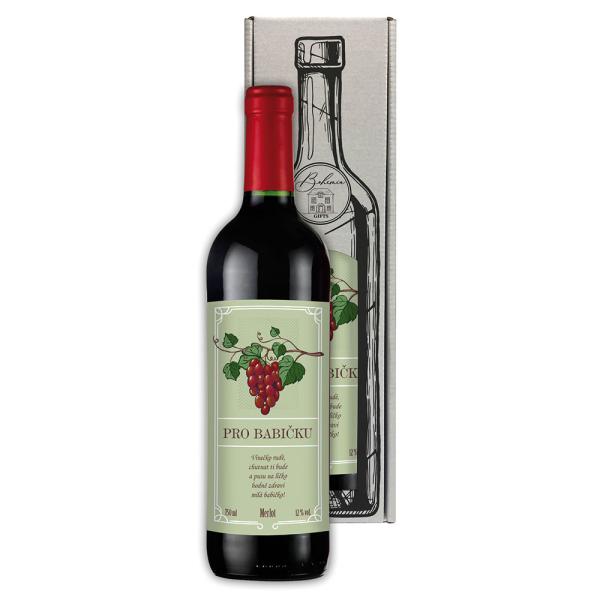Dárkové červené víno 0,75 l pro babičku – Merlot0