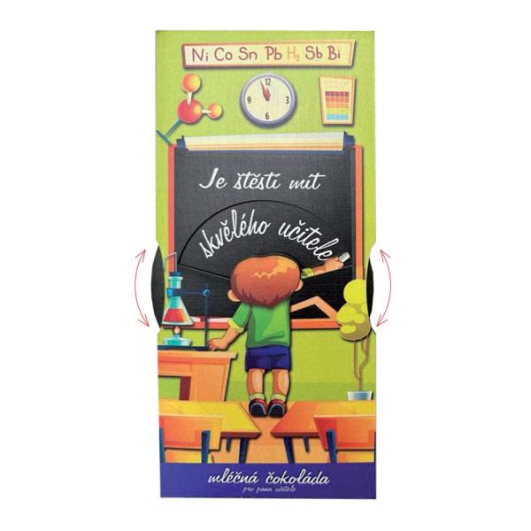 Dárková mléčná čokoláda 100 g (s otočným kolečkem) - Je štěstí mít skvělého učitele0