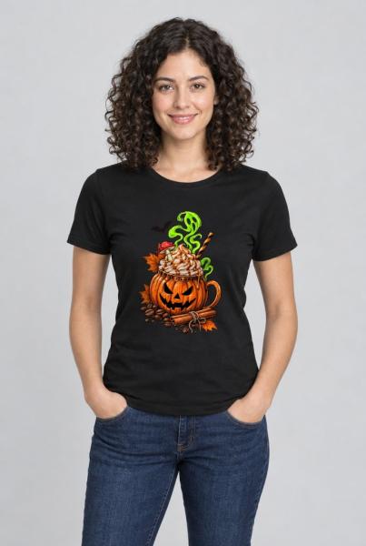 Dámské tričko Halloween dýňové latté0