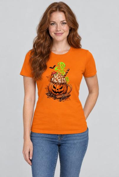 Dámské tričko Halloween dýňové latté4
