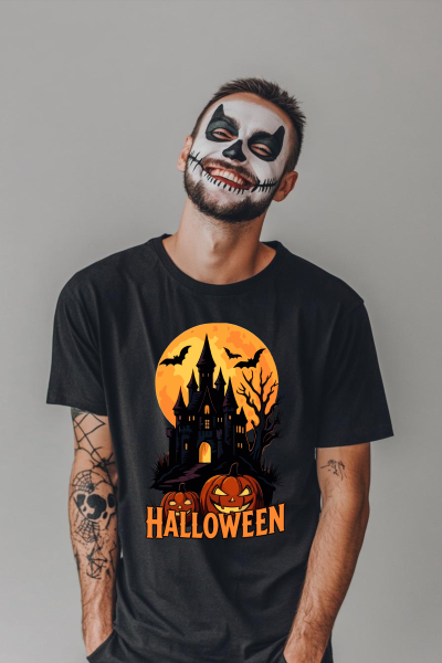 Pánské tričko Halloween strašidelný hrad0