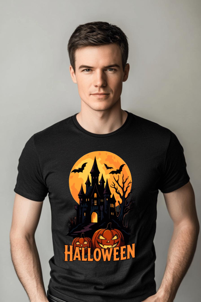 Pánské tričko Halloween strašidelný hrad2