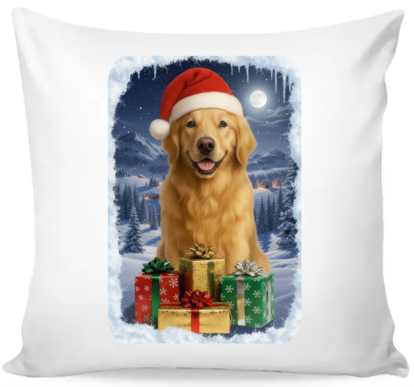 Povlak na polštář vánoční Zlatý retrívr0