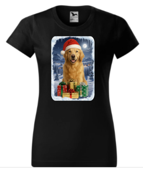 Vánoční tričko se Zlatým retrívrem dámské4