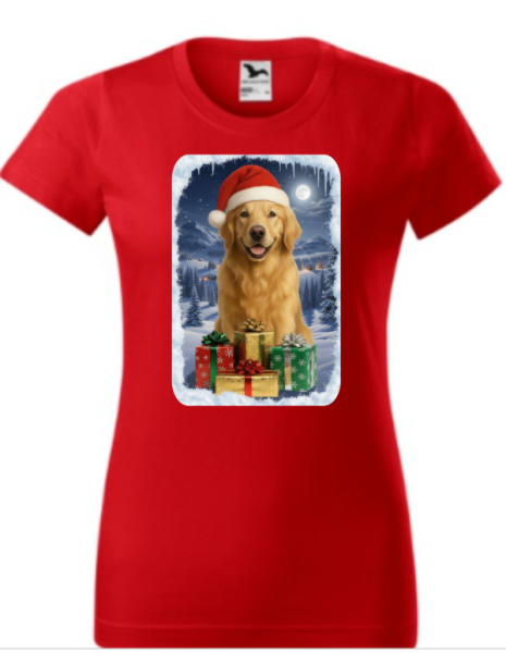 Vánoční tričko se Zlatým retrívrem dámské5