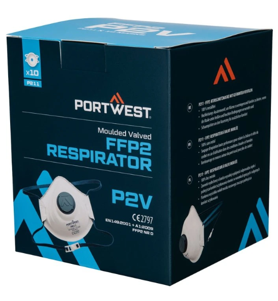 PORTWEST Tvarovaný respirátor FFP2 s ventilkem (balení 10 ks)0