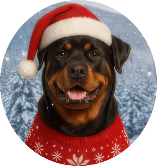 Zimní čepice Vánoční Rotvajler1