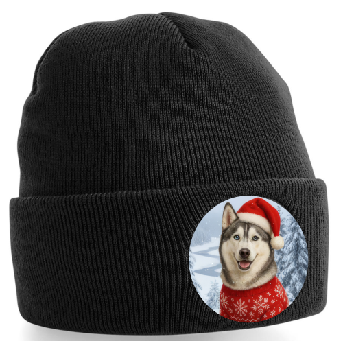 Zimní čepice Vánoční Sibiřšký husky0
