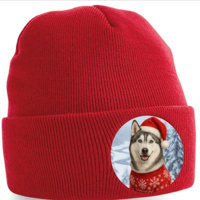 Zimní čepice Vánoční Sibiřšký husky3