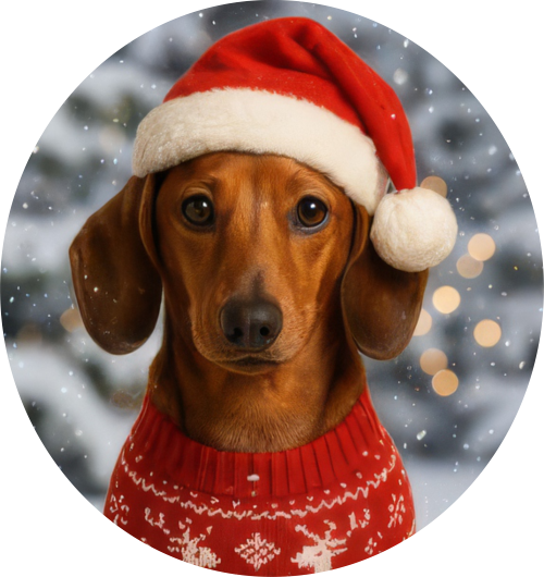 Zimní čepice Vánoční jezevčík1