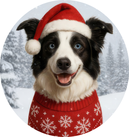 Zimní čepice Vánoční Border Kolie1