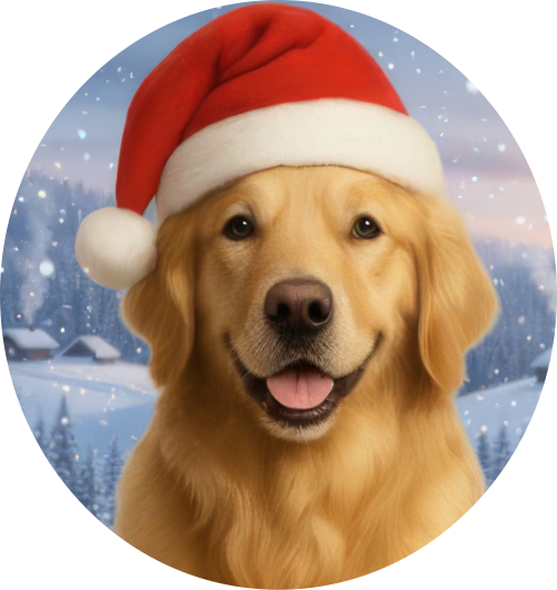 Zimní čepice Vánoční Zlatý retrívr1