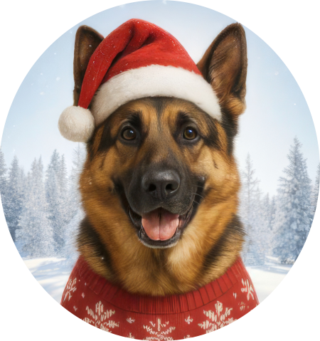 Zimní čepice Vánoční Německý ovčak1