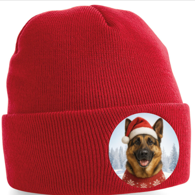 Zimní čepice Vánoční Německý ovčak3