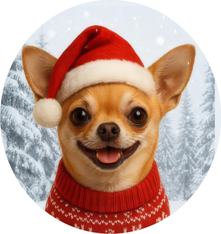 Zimní čepice Vánoční Čivava1