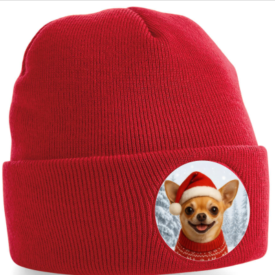 Zimní čepice Vánoční Čivava3