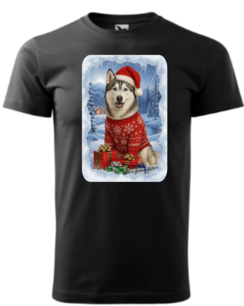 Vánoční tričko Sibiřským huskym5