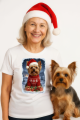 Vánoční tričko dámské  s Yorkshirským teriérem0