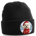 Zimní čepice Vánoční Maltézský psík0