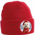 Zimní čepice Vánoční Maltézský psík3