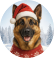 Zimní čepice Vánoční Německý ovčak1